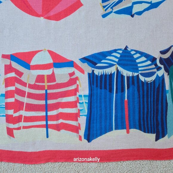 Hermès WOOL STOLE Charmes des Plages Normandes Rectangle Scarf Beach Cabanas - Picture 12 of 16